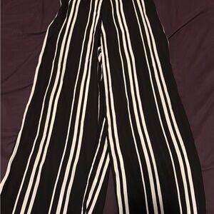 Spoiled Black and White Vertical Stripe Wide-Leg Pants